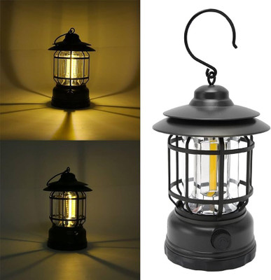CRENTILA Lanterns Rechargeable, Portable Electric LED Camping Lights 8 hrs Lantern Emergency Light(Black)
