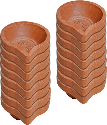 ATHIYAN Terracotta (Pack of 15) Table Diya(Height: 2.5 inch)