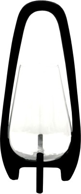 KORZA HOME Mango Wood Candle Light Lantern for Table-top and Wall-Hanging, Large Black Wooden, Glass Table Lantern(40 cm X 20 cm, Pack of 1)
