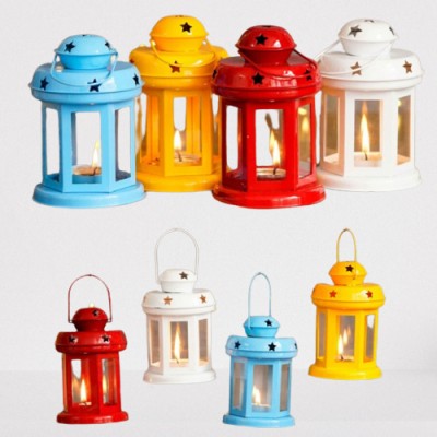 Gifting Bells Wall Hanging Lantern Tea Light Candle Holders - Home Decor and Gift for Diwali Multicolor Metal Hanging Lantern(23 cm X 15 cm, Pack of 6)