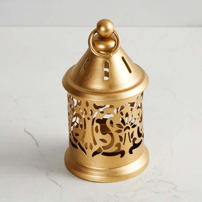 Crinikle Decorative Hanging Lantern/Table Top, Golden Gold Iron Hanging Lantern(11.5 cm X 6 cm, Pack of 1)