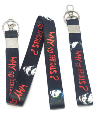 Key Era Joker Why So Serious Set Of 2 Fabric Keychain And Id Tag Holder Lanyard(Black)