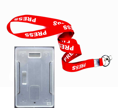 SPG Lanyard/Press Ribbon with id Card Holder 20 mm Press Printed Lanyard for Lanyard((RED) WITH Transparent plastic id card holder)