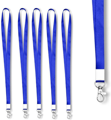 JSMSH 1 inch Thick Lanyards with Badge Clip (Blue, Pack of 5) Lanyard(Blue)