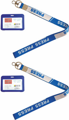 SPG PRESS Lanyard/Ribbons for ID Card with Free Plastic Double Side Lanyard(transprent Holder with Official Color BLUE LANYARD 20MM (PACK 0F 1))