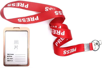 AmanGola Press Printed Ribbon, ID Card Holder/Badge with Scratch Guard for Office ID Card Lanyard(Rose Gold)