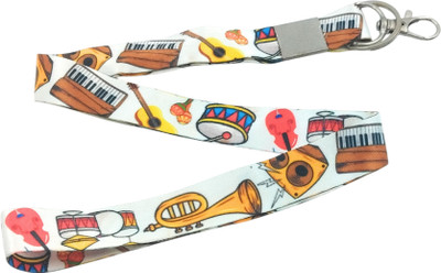 Key Era Musical Instrument Music Theme Id Tag Holder Fabric Keychain Lanyard(Multicolour)