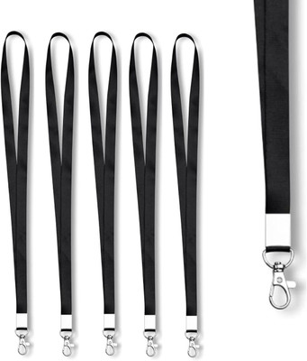JSMSH 1 inch Thick Lanyards with Badge Clip (Black, Pack of 10) Lanyard(Black)