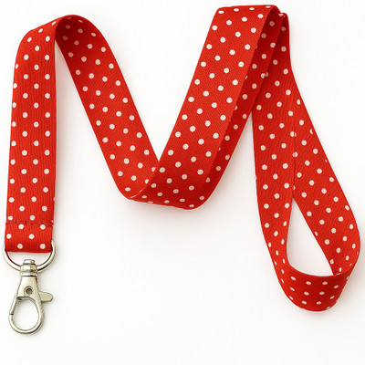 SPG Polka Dot Print Lanyard Key Chain Id Badge Holder Lanyard(RED)
