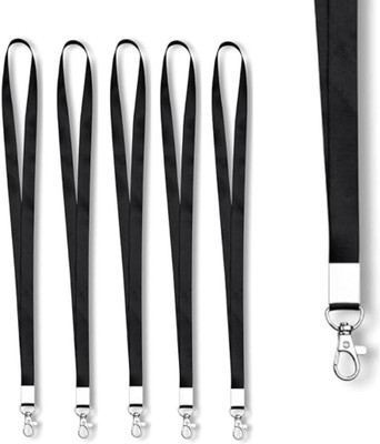 NSSP 24mm or 1 inch thick Lanyards with Badge Clip (Pack of 5) Black Lanyard(Black)