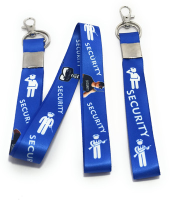 Key Era Security Id Card Holder Fabric Set Of 2 Keychain And Lanyard Lanyard(Blue)