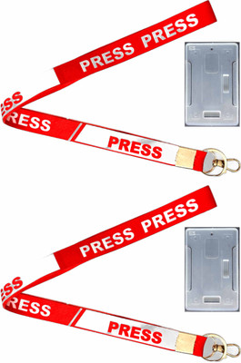 SPG PRESS Lanyard/Ribbons for ID Card with Free Transprent Holder for Lanyard(Compatible with Official Color RED PACK OF 2)