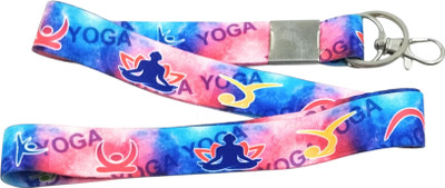 Key Era Yoga Exercise Theme Id Tag Holder Fabric Keychain Lanyard(Multicolour)