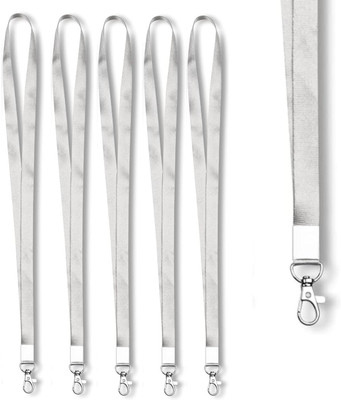 JSMSH 1 inch Thick Lanyards with Badge Clip (White, Pack of 5 Lanyard(White)