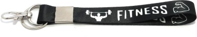 Key Era Gym Fitness Bodybuilder Fabric Keychain Mini Lanyard(Black)