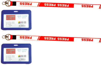 SPG PRESS Lanyard/Ribbons for ID Card with Free Plastic Double Side Lanyard(transprent Holder with Official Color ORANGE LANYARD 20MM PACK 0F 2)