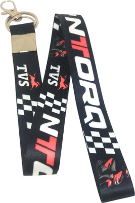 Key Era Tvs id Holder Fabric Satin Keychain And Lanyard(Black)