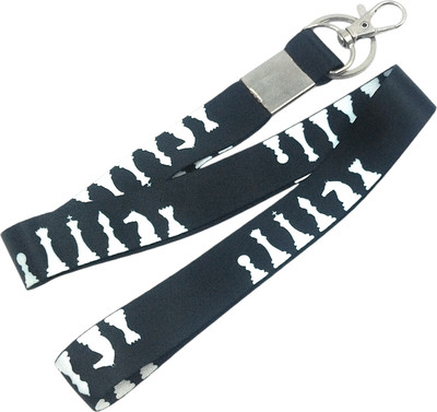 Key Era Chess Theme Id Tag Holder Fabric Keychain Lanyard(Black)
