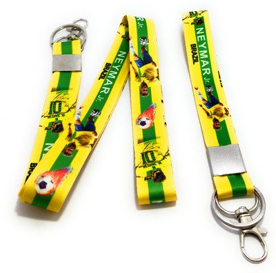 Key Era Football Player Neymar JR Brazil Fabric Set Of 2 Keychain And Lanyard(Yellow)
