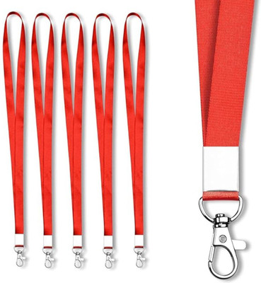 NSSP 24mm or 1 inch Lanyards with Badge Clip for Id Card (Pack of 25) Lanyard(Red)