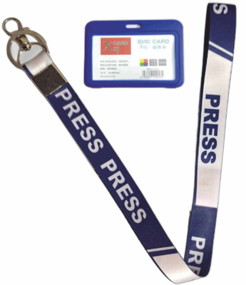 SPG PRESS Lanyard/Ribbons for ID Card with Free Plastic Double Side Lanyard(transprent Holder with Official Color NAVY BLUE LANYARD 20MM (PACK 0F 1))