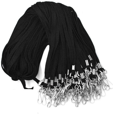 HATHIYANI Flat Lanyard with Swivel J-Hook for ID Name Tags | Badge Holder Pack Of 20 Black Lanyard(Black)