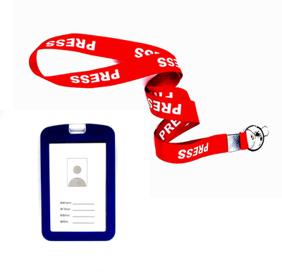 SPG Lanyard/Press Ribbon with id Card Holder 20 mm Press Printed Lanyard for Lanyard(RED WITH Rubberized Vertical id card holder)