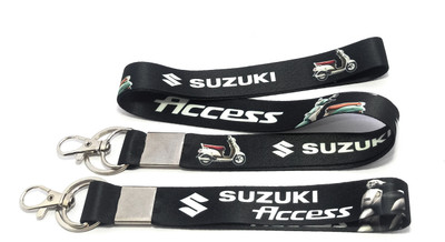 Key Era Suzuki Access Scooter Bike Set Of 2 Fabric Keychain And Lanyard Lanyard(Black)