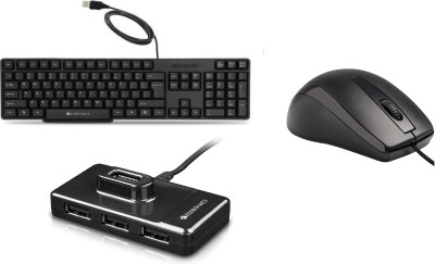 ZEBRONICS K20 Keyboard + Alex Mouse + 100HB USB HUB Combo Set(Black)