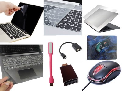 ANJO 15.6 inch Laptop Screen Guard-Keyguard-Lamination-USB LED-OTG-Mouse-Pad, 9 in 1 Combo Set(Transparent)