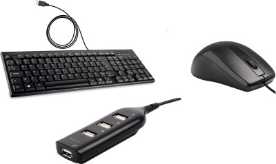ZEBRONICS KM2100 Keyboard + Alex Mouse + 90 HB USB Port Combo Set(Black)