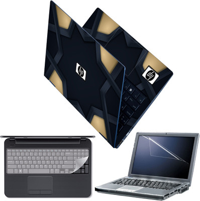 Techfit Full Body Laptop Skin with Screen Guard and Key Guard - HP on Big Black Star Combo Set(Multicolor)