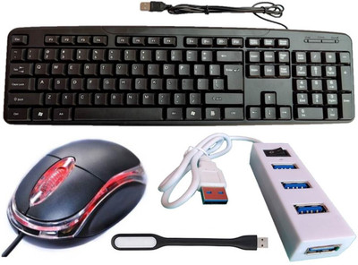 ANJO Wired Keyboard-Wired Mouse-USB Hub 2.0-LED Combo Set(Multicolor)