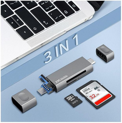 RANZZER 3 in 1 Type C Card Reader Hub, Type C OTG Adapter, 3 in 1 Card Reader Combo Set(Black)