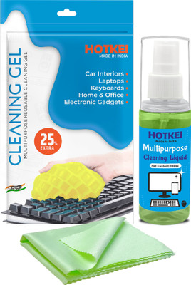 HOTKEI Multipurpose Laptop Keyboard Cleaner Cleaning Kit Gel + Liquid +Microfiber Cloth Combo Set(Yellow, Green)