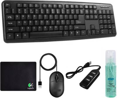 DizzyKart FT-1672 Keyboard, Mouse, Mouse Pad, USB Hub, Cleaning Gel Combo Set