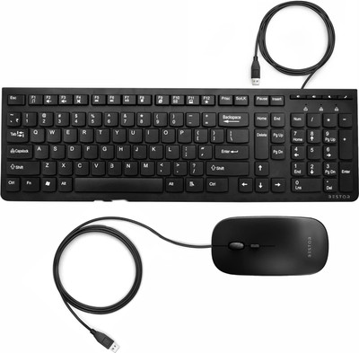 Bestor 2 in 1 COMBO Wired Keyboard & wired Optical Mouse for Laptop, computer Combo Set(Black)