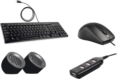 ZEBRONICS K35 Keyboard + Alex Mouse + 90 HB USB HUB + Pluto Speaker Combo Set(Black)