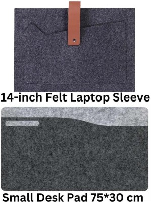 TIERNO Elegant Felt Mouse Mat & Desk Protector + 14 Inch Laptop Sleeve ti-703 Combo Set(Multicolor)