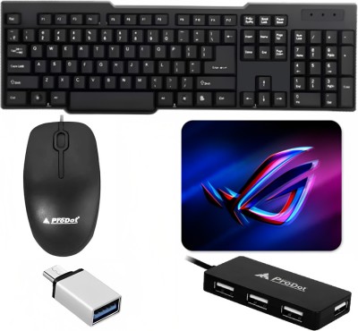 The Originals Alive Set of 5 Keyboard and Mouse Combo with USB Hub, C-Type OTG Cable,Mouse Pad Combo Set(Black)