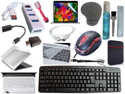 ANJO Keyboard&Mouse-WPad-Hub2-3n1Cleanr-OTGC&M-Ext-LED-Skin-14.6iScrn&KeyGuard&Sleeve Combo Set(Black)