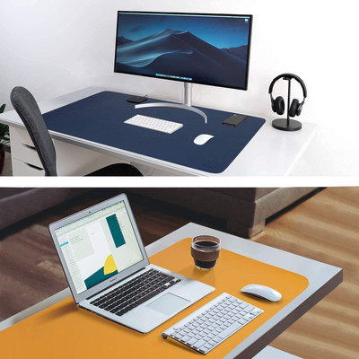Black mirror Desk Mat 70*30cm Leather Laptop Keyboard Mouse pad Comfortable Waterproof Combo Set(Blue, Yellow)