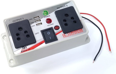 ERHIndia 12v/24v dc to ac Converter Gang Box with 3 in Built USB Ports. Combo Set(Multicolor)