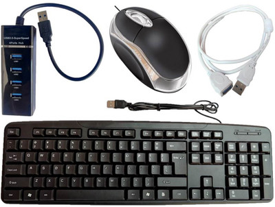 ANJO Wired Keyboard-LED Mouse-USB Hub 3.0-Ext Cable 1.5m Combo Set(Multicolor)