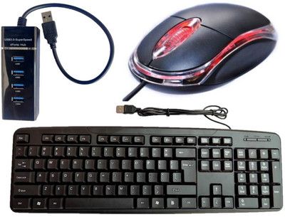 ANJO Wired Keyboard-LED Mouse-USB Hub 3.0 Combo Set(Multicolor)