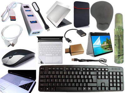 ANJO KeyboardWirelessMouse-WPad-Hub-Clnr-OTGCM-Ext-LED-Skin-15.6iScrn&KeyGuard&Sleeve Combo Set(Black)