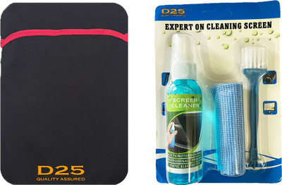 D25 Combo Pack OF 15.6 Inch Laptop Sleeve & 3 In 1 Laptop Cleaner Kit (Brush+Cloth) Combo Set(LAPTOP SLEEVE IN BLACK & RED)