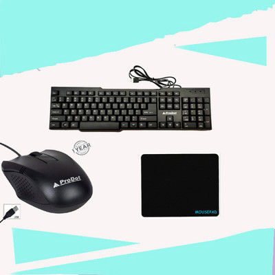 PRODOT 3 in 1 combo (keyboard,mouse,mousepad) Combo Set(Black, Multicolor)