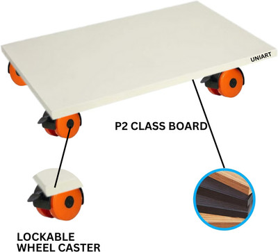 UniAart Stand CPU Holder with 4 Caster Wheels (white) CPU Holder(Wooden)