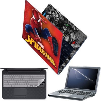 FineArts Full Body Laptop Skin with Screen Guard and Key Guard - Spider Man in Action Red Combo Set(Multicolor)